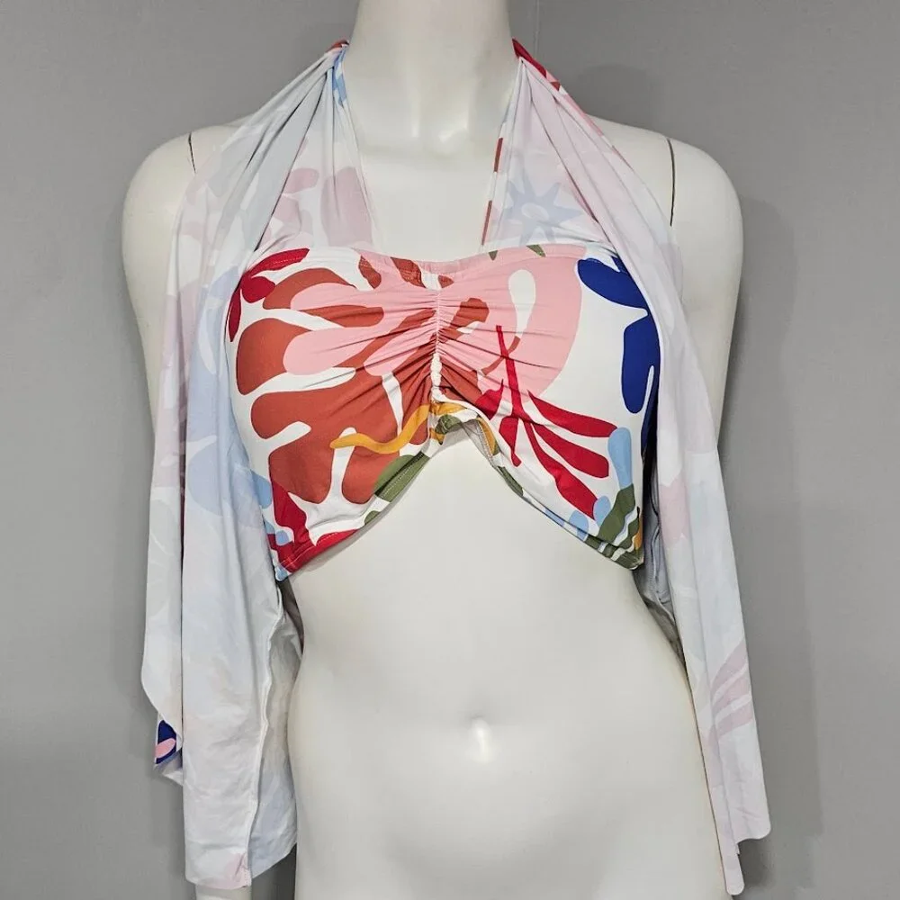 Vince Camuto Printed Crossover Convertible Tankini Top - Picture 9 of 10